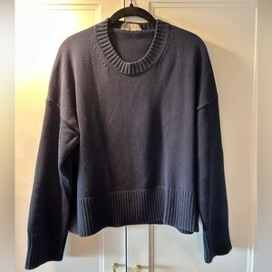 Everlane Navy Boxy Crewneck Sweater with Slight Crop